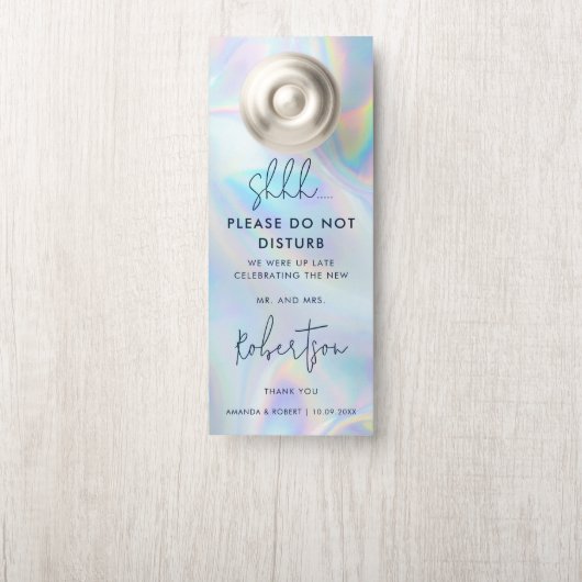 モダンスクリプトホログラフィックウェディングパーティー ドアノブサイン (ノブ)