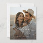 モダンスクリプトボヘミアン写真結婚式招待状 (正面)