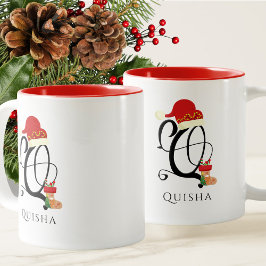 モダンスクリプトモノグラムQのクリスマス ツートーンマグカップ