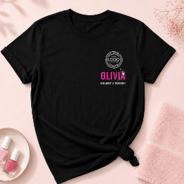 モダンスクリプトラインアート従業員名ビジネス ロゴ Tシャツ