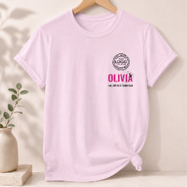 モダンスクリプトラインアート従業員名ビジネス ロゴ Tシャツ