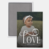 モダンスクリプトラブカスタムニューベイビー写真 マグネット (正面/裏面)