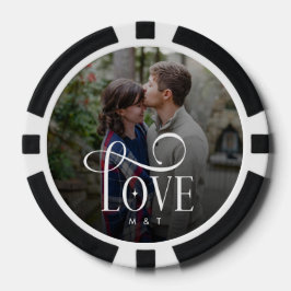 モダンスクリプトラブ オーダーメイド 婚約カップル 写真 ポーカーチップ