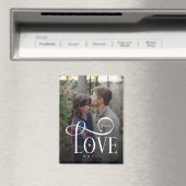 モダンスクリプトラブ オーダーメイド 婚約カップル 写真 マグネット (インサイチュ (食洗機))