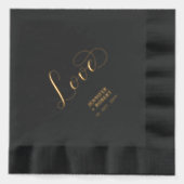 モダンスクリプトラブ | カップル名カスタムウェディング 箔ナプキン (正面)