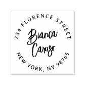 モダンスクリプトレタリングネームラウンドリターンアドレス セルフインキングスタンプ (デザイン)