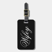 モダンスクリプトワイフ ブラック＆ホワイト ラゲッジタグ (正面縦)