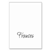 モダンスクリプト個人名プレイスカード テーブルナンバー (正面)