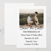 モダンスクリプト写真付きウエディングSave The Date 招待状 (正面/裏面)