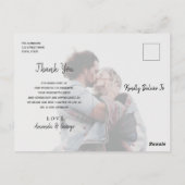 モダンスクリプト写真付き結婚式御礼カード ポストカード (裏面)