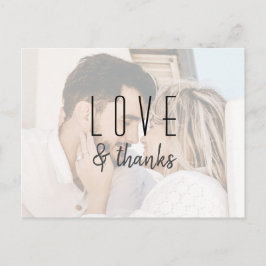 モダンスクリプト写真付き結婚式御礼カード ポストカード
