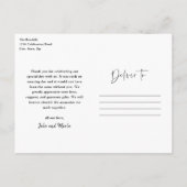 モダンスクリプト写真 ウェディング サンクス ポストカード (裏面)