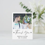モダンスクリプト写真 ウェディング サンクス ポストカード (スタンド正面)