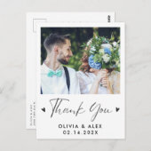 モダンスクリプト写真 ウェディング サンクス ポストカード (正面/裏面)
