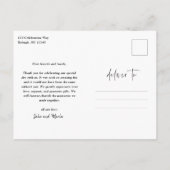 モダンスクリプト写真 ウェディング サンクス ポストカード (裏面)