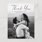 モダンスクリプト写真 ウェディング サンクス ポストカード (正面)