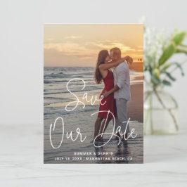 モダンスクリプト写真 エレガントな結婚式 セーブザデート