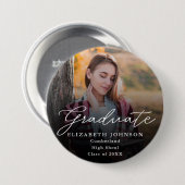 モダンスクリプト写真 卒業ボタン 缶バッジ (正面&裏面)