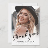 モダンスクリプト写真 卒業 サンキューカード (正面)