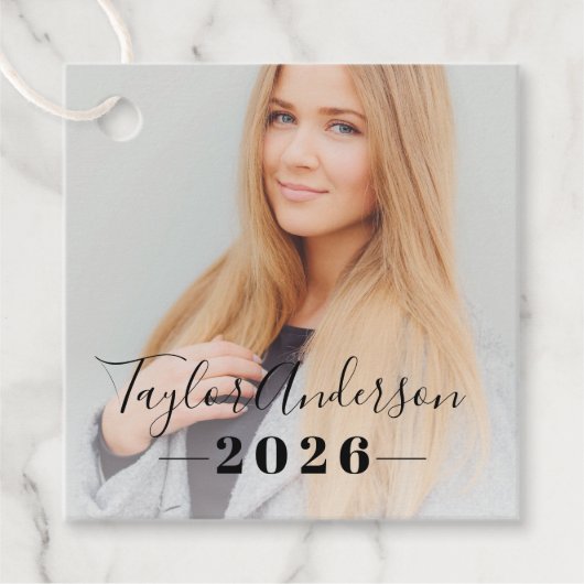 モダンスクリプト写真 2026年卒業パーティー フェイバータグ (正面)