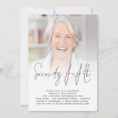 モダンスクリプト写真 75歳誕生日パーティー招待状 招待状 (正面)