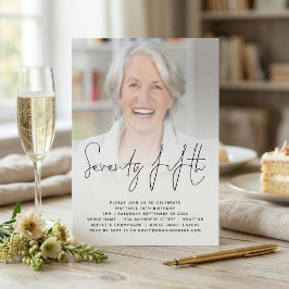 モダンスクリプト写真 75歳誕生日パーティー招待状 招待状