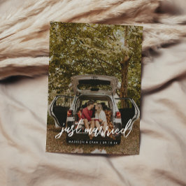 モダンスクリプト写真「Just Married」ウェディング 案内状