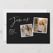 モダンスクリプト卒業生フォトコラージュ 卒業式 招待状 (裏面)