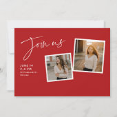 モダンスクリプト卒業生フォトコラージュ 卒業 招待状 (裏面)