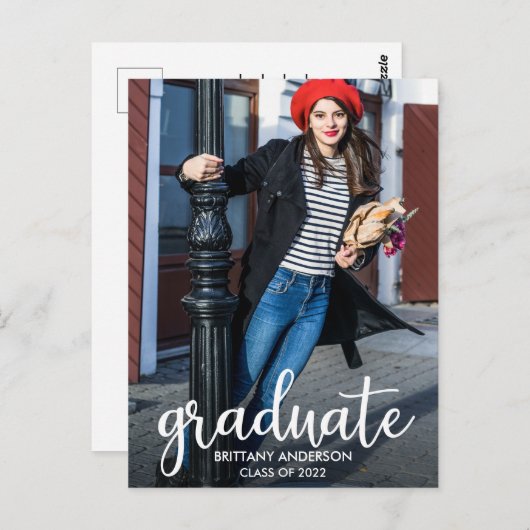 モダンスクリプト卒業発表写真 ポストカード (正面/裏面)