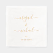 モダンスクリプト名とシンプルハートスタイリッシュ結婚の 箔ナプキン (正面)