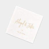 モダンスクリプト名とシンプルハートミニマル結婚の 箔ナプキン (左)