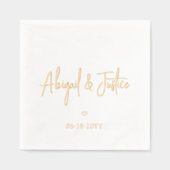 モダンスクリプト名とシンプルハートミニマル結婚の 箔ナプキン (正面)