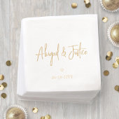モダンスクリプト名とシンプルハートミニマル結婚の 箔ナプキン