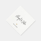 モダンスクリプト名とシンプル金ゴールドハート結婚の スタンダードカクテルナプキン (角)