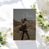 モダンスクリプト名の写真結婚の 箔招待状