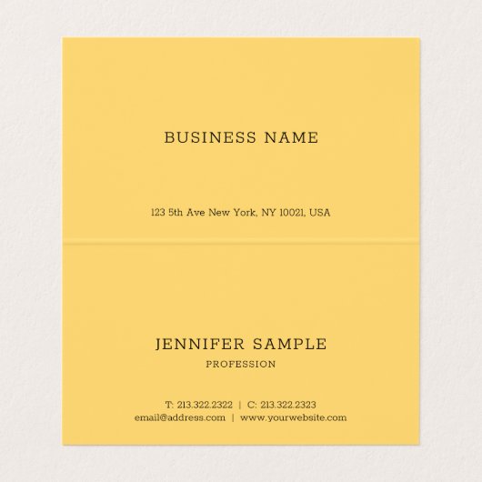 モダンスクリプト名テンプレートフェイク金ゴールド折り畳み 名刺 (内部フラット)