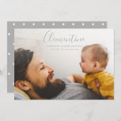 モダンスクリプト名フォト水玉模様誕生 案内状 (正面/裏面)