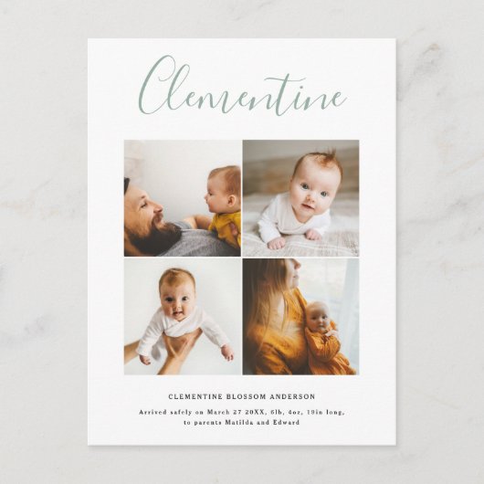 モダンスクリプト名マルチフォトポルカドット ポストカード (正面)