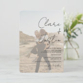 モダンスクリプト名写真Qrコー結婚ド 招待状 (スタンド正面)