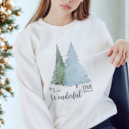 モダンスクリプト引用ウォーターカラークリスマスツリー スウェットシャツ