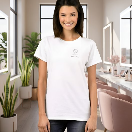 モダンスクリプト従業員名メイクスタジオロゴ Tシャツ