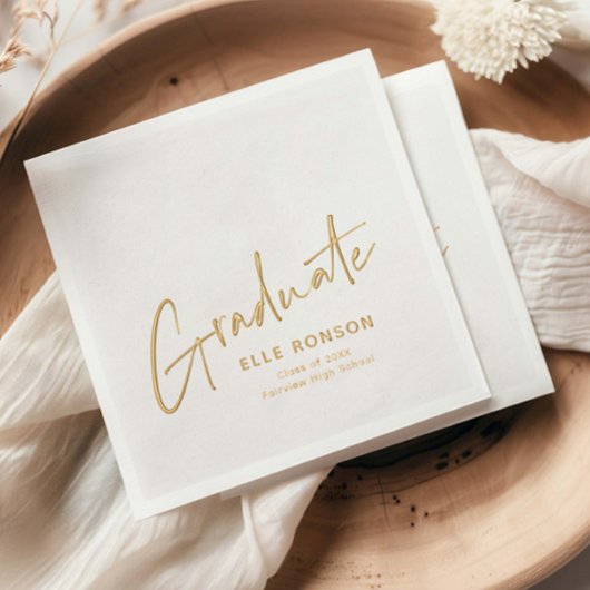 モダンスクリプト手書き卒業 箔ナプキン