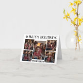 モダンスクリプト折りたたみ5枚の写真  ハッピーホリデー カード (黄色い花)