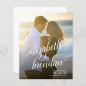 モダンスクリプト日付の予算を保存結婚する (正面/裏面)