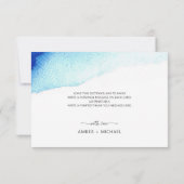 モダンスクリプト水彩インディゴブルー結婚式 サンキューカード (裏面)