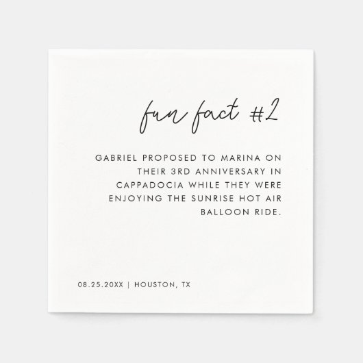 モダンスクリプト白黒おもしろいファクト# 2結婚 スタンダードカクテルナプキン (正面)