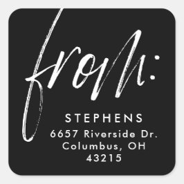 モダンスクリプト白黒差出人住所 スクエアシール