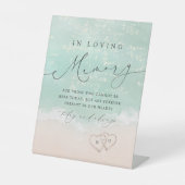 モダンスクリプト砂のハートビーチの愛情のあるメモリ 台座サイン (正面)