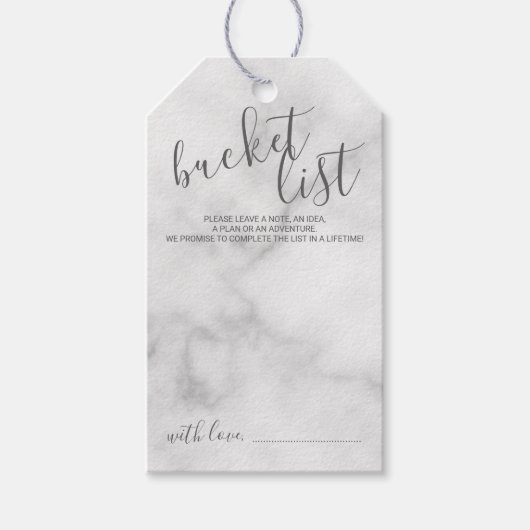 モダンスクリプト結婚のバケットリスト大理石 ギフトタグ (正面)